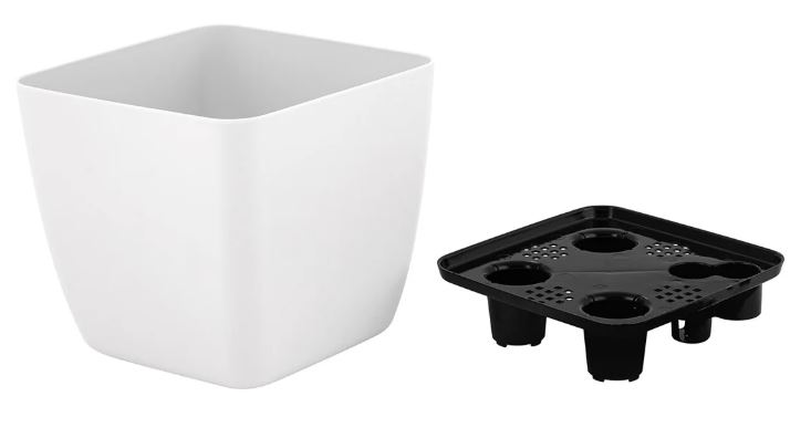 Горшок с дренажной вставкой InGreen Vienna Orchid, 1,5л, квадратный, белый жемчуг                           